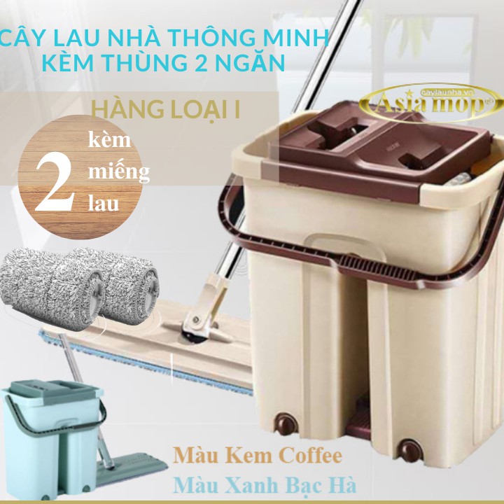 Bộ lau nhà thông minh 2 ngăn loại to Asia Mop Z03 ,TẶNG Kèm 2 miếng lau