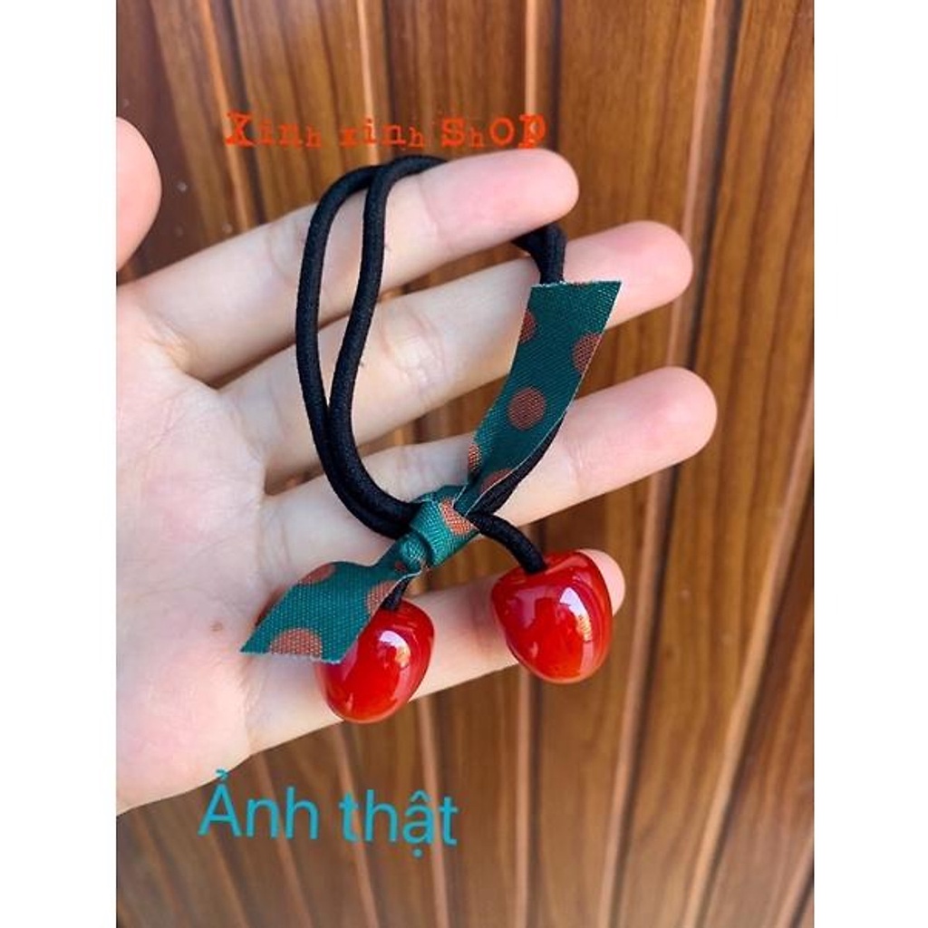 Dây Cột Tóc, Dây Buộc Tóc Cherry Phong Cách Hàn Quốc Siêu Xinh