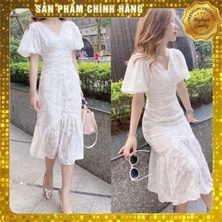 Váy tay bồng dự tiệc ren đuôi cá