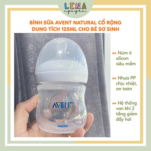 BÌNH SỮA AVENT NATURAL DUNG TÍCH 125ML phù hợp cho trẻ sơ sinh GIÚP MẸ LUYỆN TI BÌNH CHO BÉ - SẢN XUẤT TẠI INDO