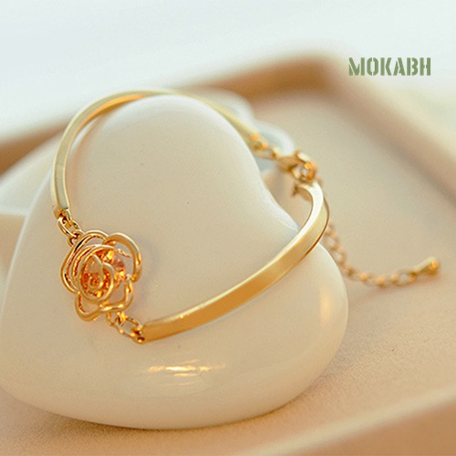 Vòng Đeo Tay Họa Tiết Hoa Hồng Đính Pha Lê Thời Trang Cho Nữ