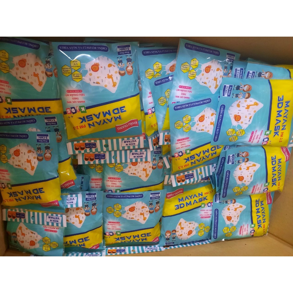 Khẩu trang Mayan PM2.5 3D Mask Medi 1 gói 5 cái người lớn và trẻ em