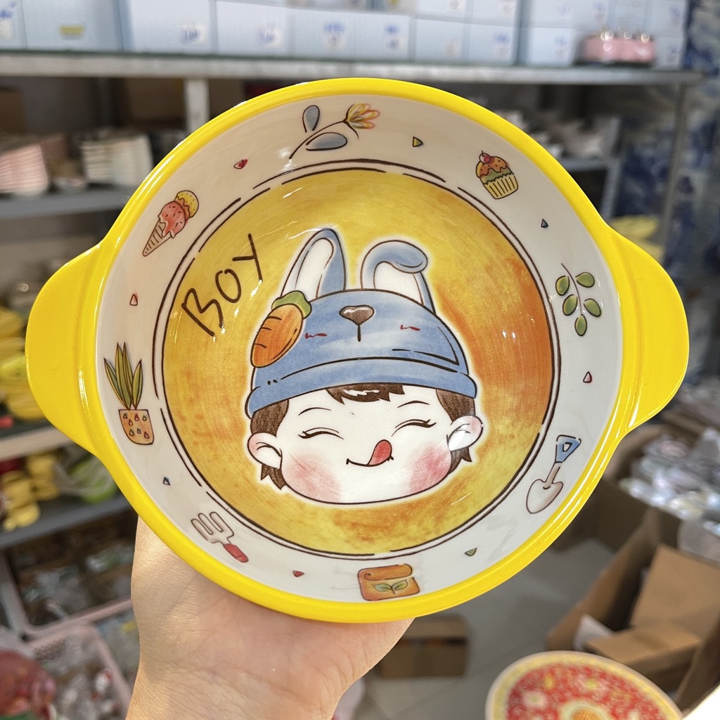 Bát Ăn Cơm Hoạt Hình 2 Tai Bát Đĩa Sứ Chén Dĩa Dễ Thương Bát Ăn Dặm Cho Bé