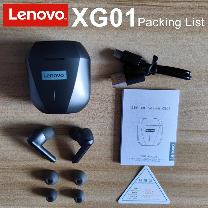 Tai Nghe Nhét Trong Không Dây Bluetooth 5.0 Chống Nước IPX5 Dùng Chơi Game Lenovo XG01 Tws