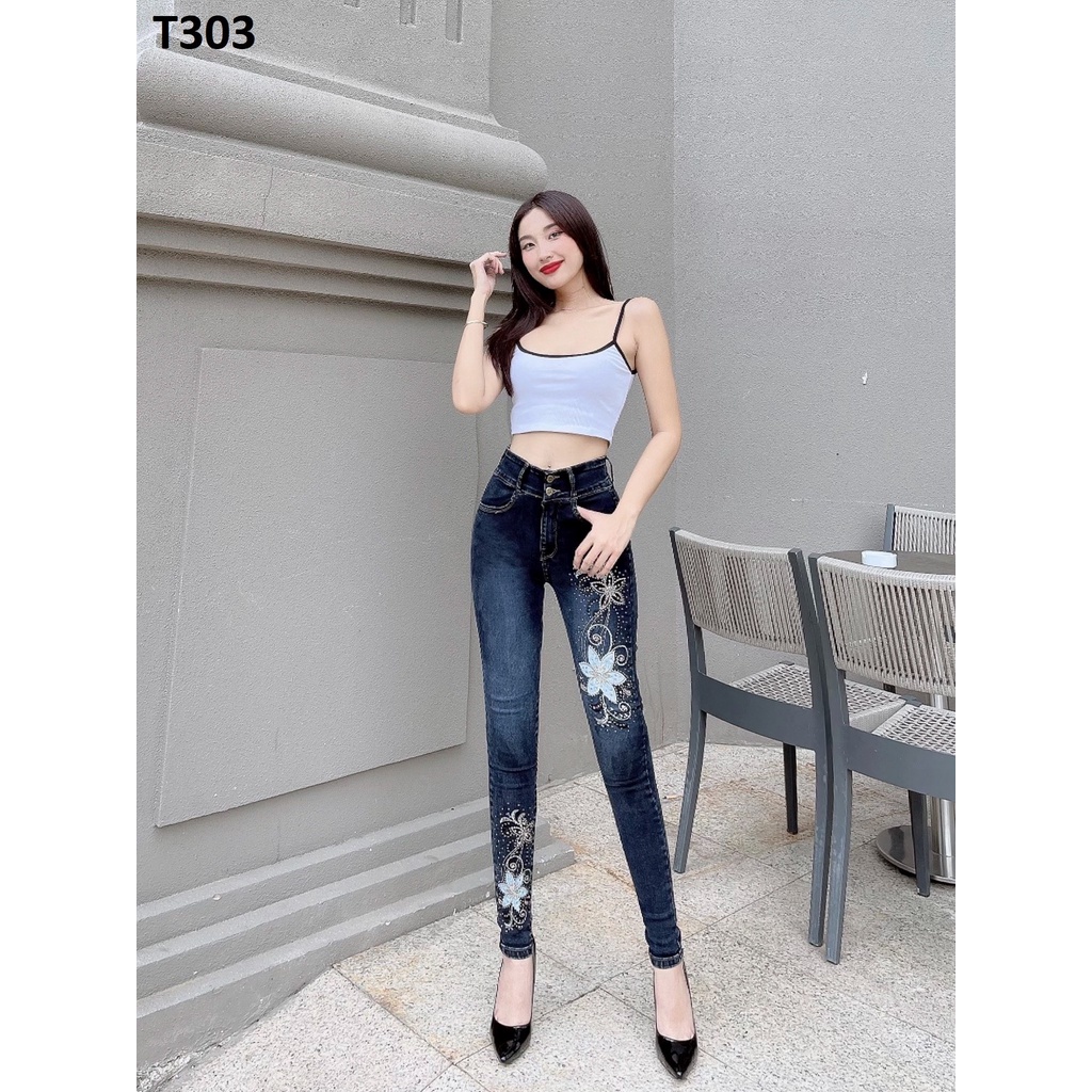 Quần jean nữ thêu hoa T303