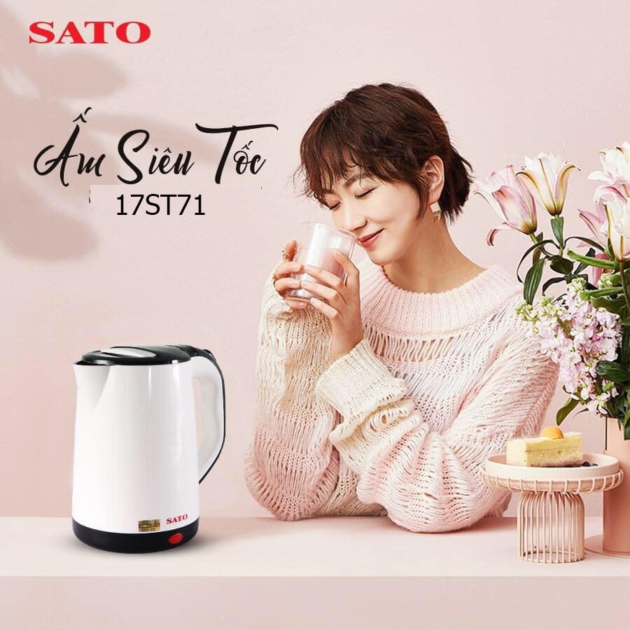 [CAO CẤP] Bình siêu tốc. Ấm siêu tốc Việt Nhật 1,8lít SATO 17ST72, ruột inox, vỏ nhựa PP chịu nhiệt, chống trầy xước