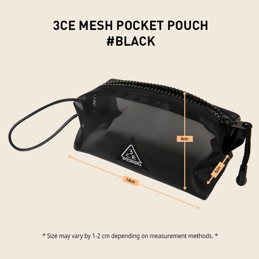 Túi Đựng Mỹ Phẩm 3CE Mesh Pocket Pouch Thiết Kế Lưới Nhỏ Gọn 14 X 6 X 6cm