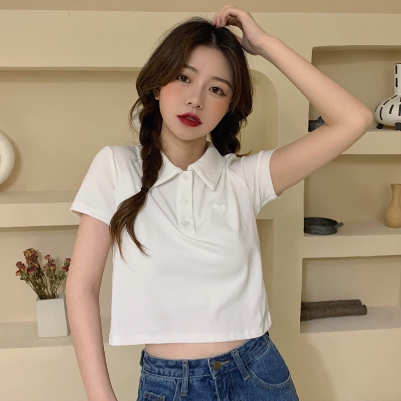 SUXI Áo polo Tay Ngắn Cổ POLO Màu Sắc Đơn Giản Thời Trang Mùa Hè Dành Cho Nữ