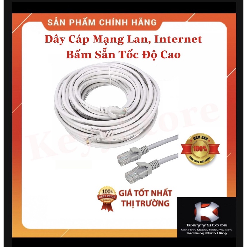 Dây mạng bấm sẵn dài  2m 3m 5m 10m 20m 30m - Dây cáp mạng lan internet xịn tốt cao cấp , siêu bền tốc độ cao