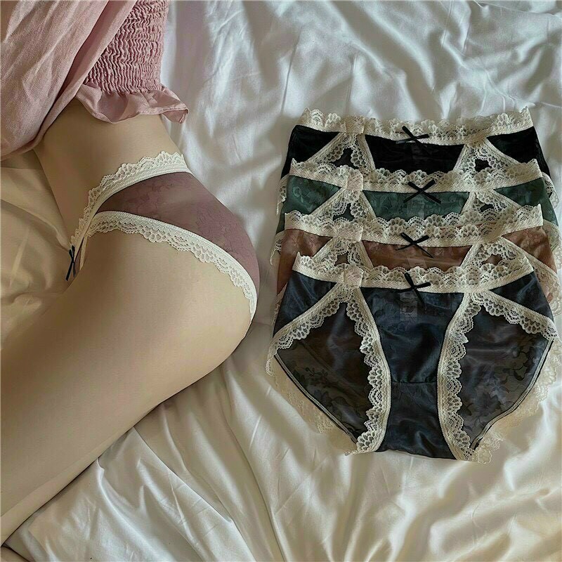 Quần Lót Ren Lưới Gấm Flowly, Quần Lót Nữ Sexy Min Underwear 19130