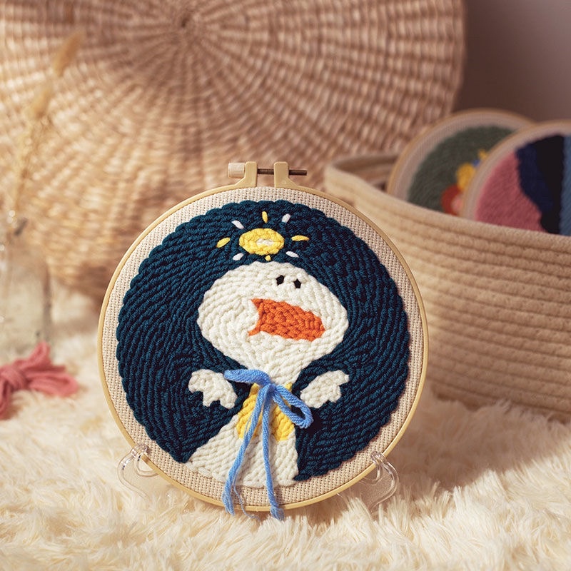 TRANH THÊU LEN HANDMADE VẢI POKE NGA PUNCHNEEDLE