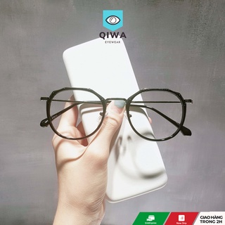 Gọng kính cận nam nữ mắt lục giác cao cấp 3 màu HOT trend, kính mắt Qiwa Eyewear - 8854