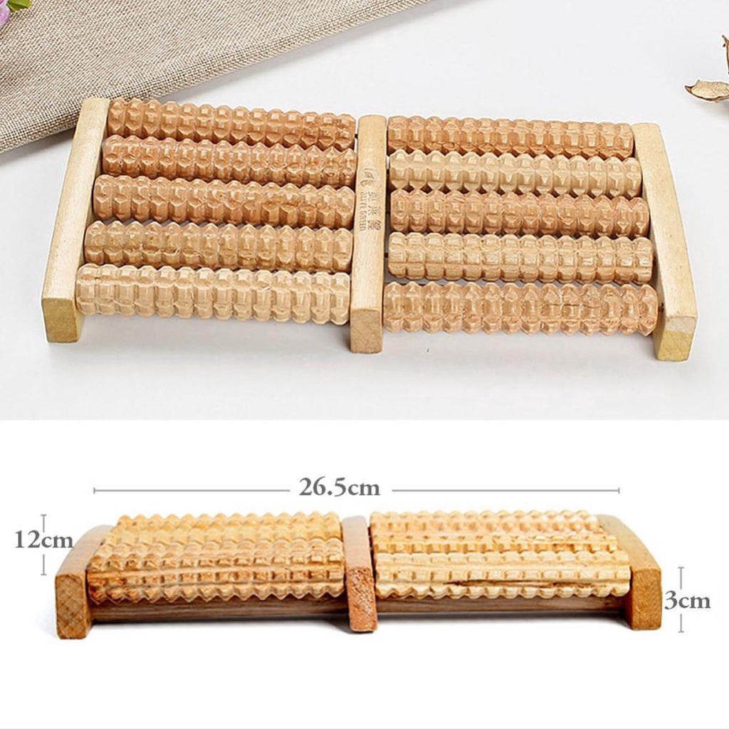 Bàn massage chân gỗ tự nhiên VN bấm huyệt thư giãn Cây gậy con lăn lưng giãn cơ bắp Cổ vai gáy
