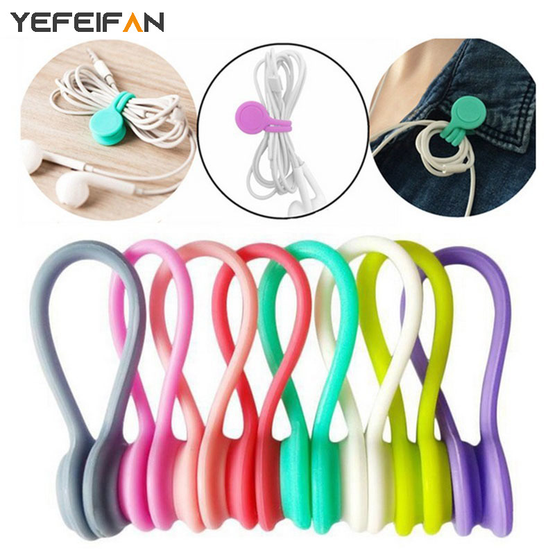 Dụng cụ quấn dây cáp tai nghe bằng silicon mềm từ tính tiện lợi