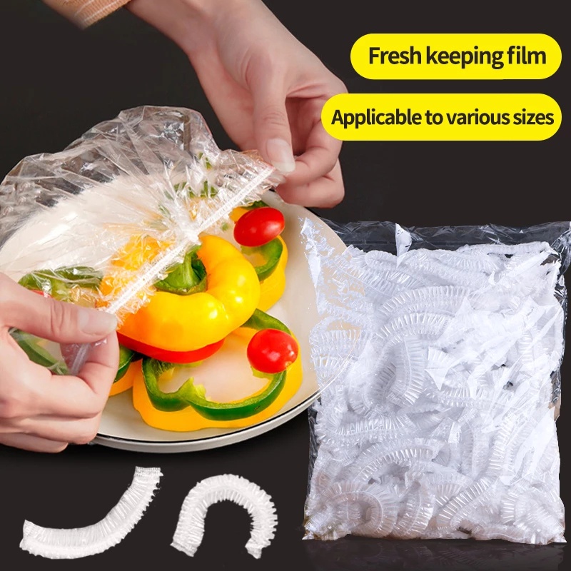 Set 100 Nắp Nhựa Co Giãn Dùng Một Lần Bảo Quản Thực Phẩm