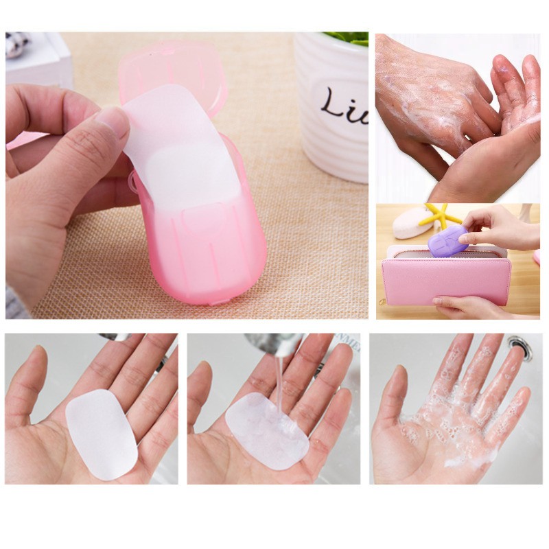 Hộp 20 miếng xà phòng giấy dùng 1 lần tiện dụng cho du lịch | BigBuy360 - bigbuy360.vn