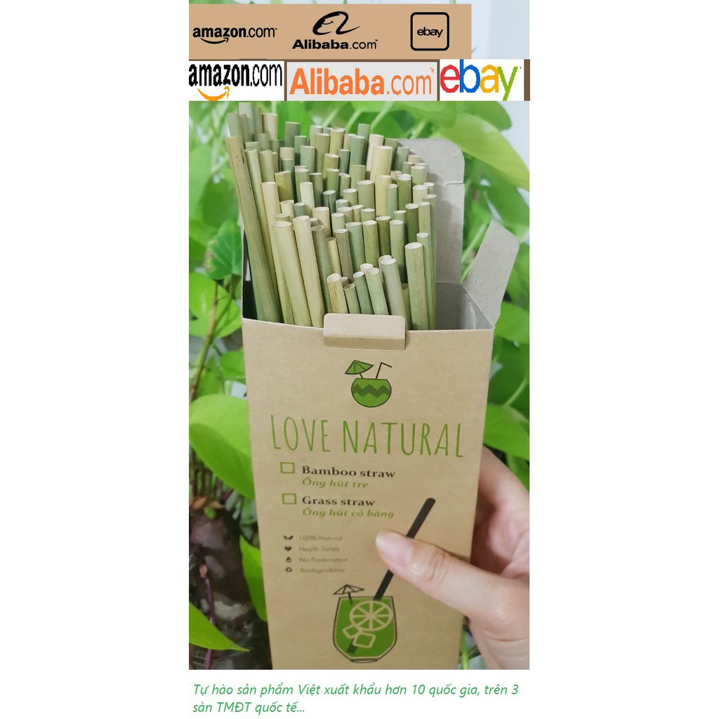 Ông hút cỏ bàng/tre khô Love natural xuất khẩu Châu Âu (100 ống) để được 6 tháng | BigBuy360 - bigbuy360.vn