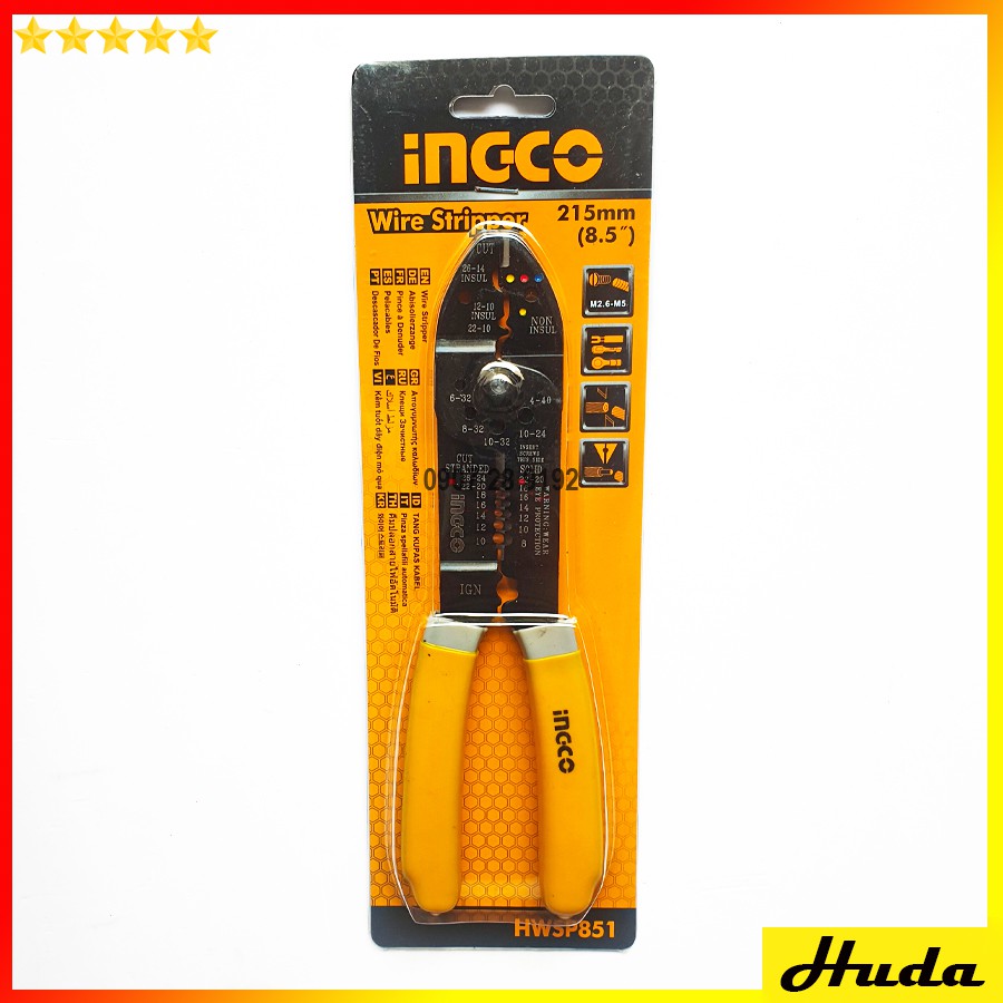 INGCO Kìm tuốt dây điện đa năng 8.5inch 215mm Wire Stripper HWSP851 LKJ