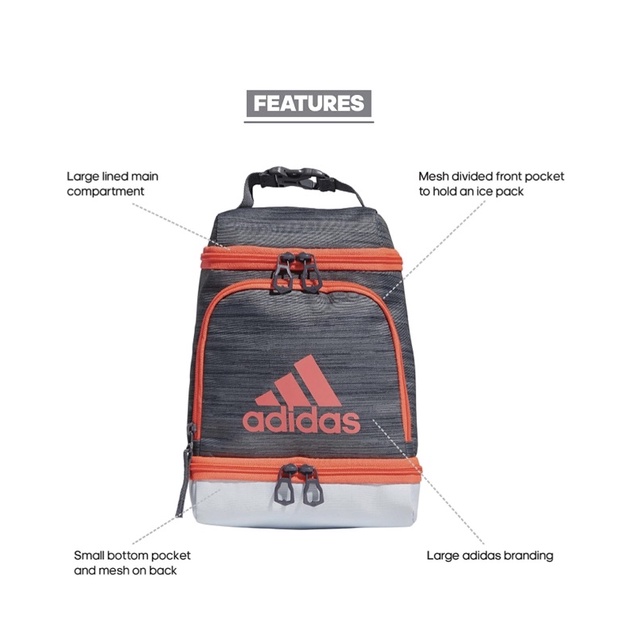 [Hàng Hiệu] Túi đựng cơm trưa đồ tập đa năng adidas Unisex Excel Insulated Lunch Bag, Looper Bags/Signal Pink USA