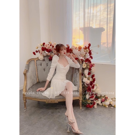 Váy nhún ngực đuôi cá tay bồng chuẩn hàng hotgirl Ha Gem