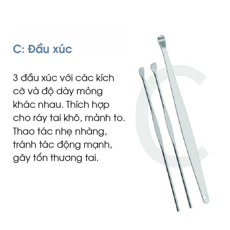 Bộ lấy ráy tai sáu món tiện lợi Lấy ráy rai thép không gỉ Bộ chăm sóc tai chuyên nghiệp Hudishop GD444