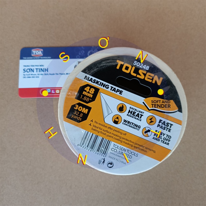 Băng keo giấy 2F4 , 4F8 x 30m TOLSEN 50245 , 50248
