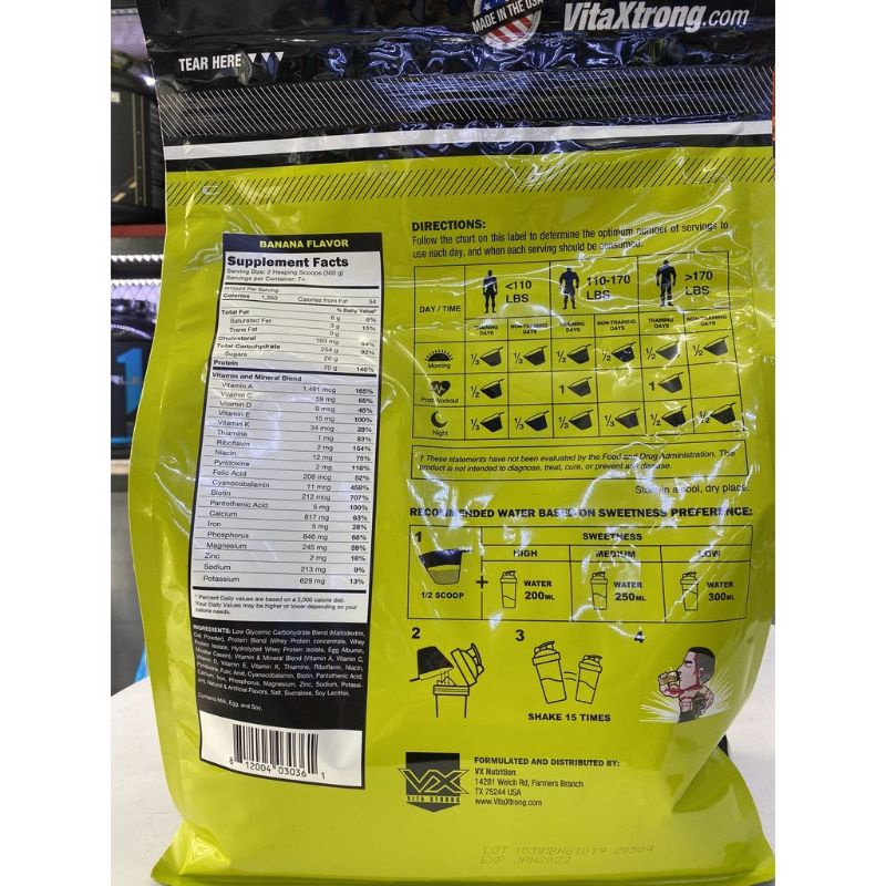 SỮA TĂNG CÂN VITAXTRONG MEGA MASS EXTREME 1350 GIÁ SINH VIÊN 6LBS