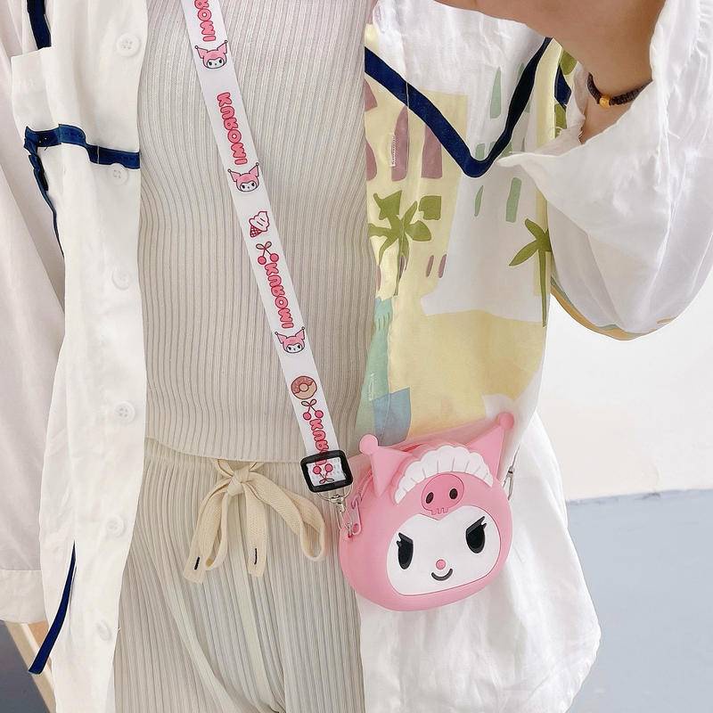 Túi Đeo Vai Đựng Tiền Xu Bằng Silicon Hình Mèo Hello kitty Dễ Thương Cho Bé