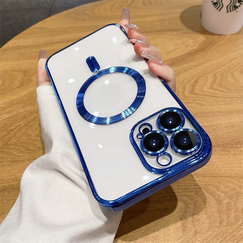 Ốp Điện Thoại Silicon Mềm Trong Suốt Hít Nam Châm Cho iPhone 14 13 Pro Max 14 Plus