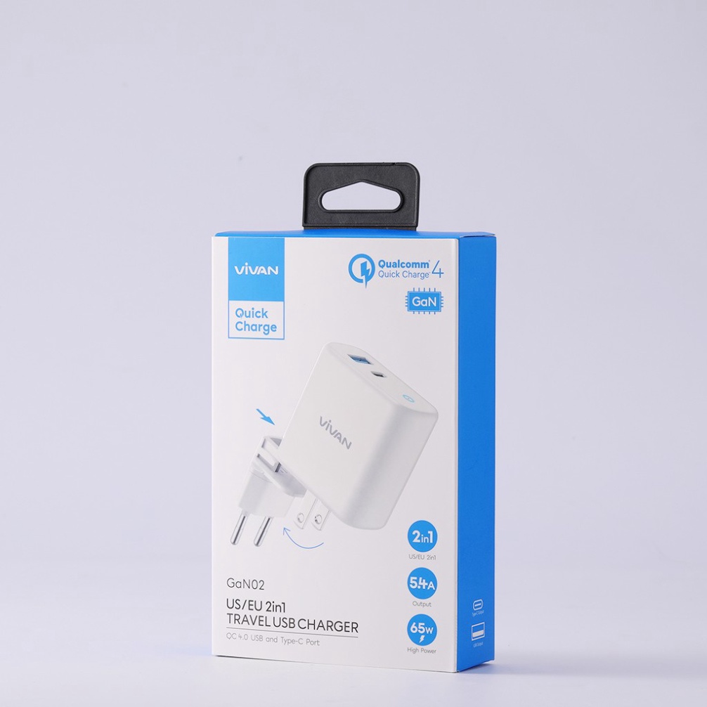 Cốc Sạc Nhanh 65W Tương Thích Với Các Thiết Bị Android/iOS VIVAN GaN02