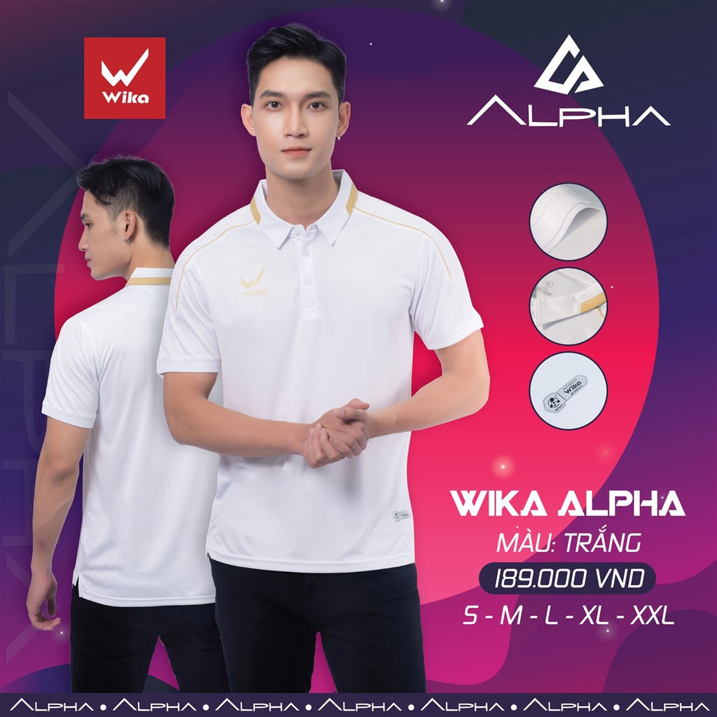Áo polo Wika Alpha chính hãng, Áo thun nam cổ bẻ chất polyester chống nhăn thấm hút mồ hôi thoáng khí