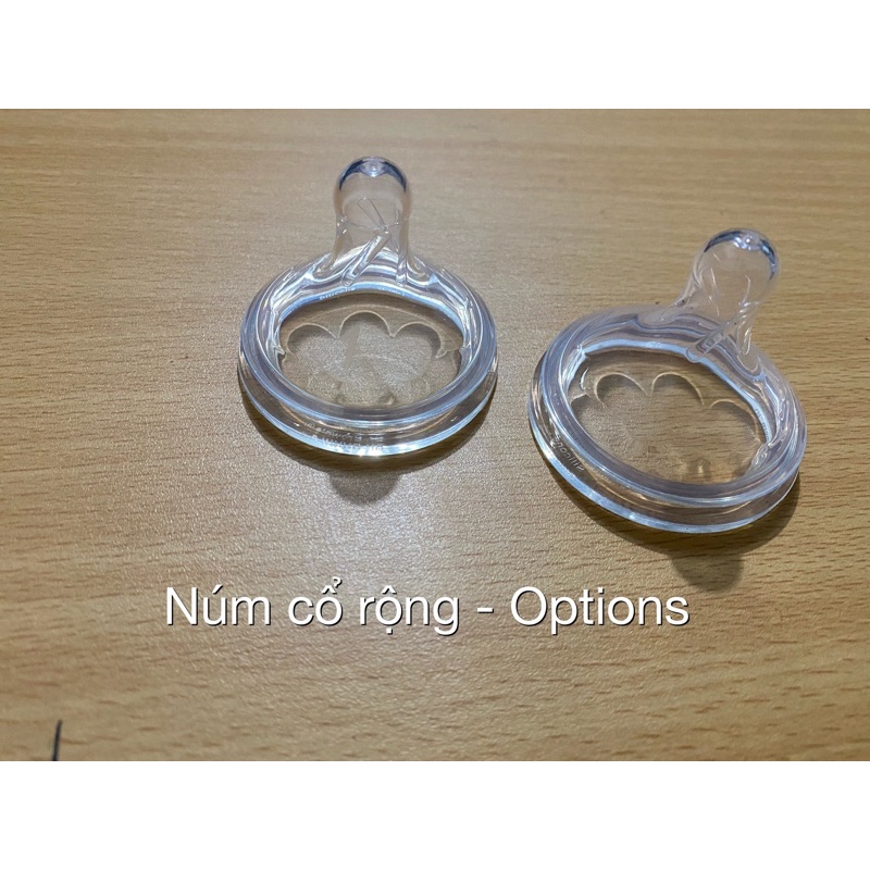 Bình thuỷ tinh và nhựa Browns Options, núm ti cổ rộng các size