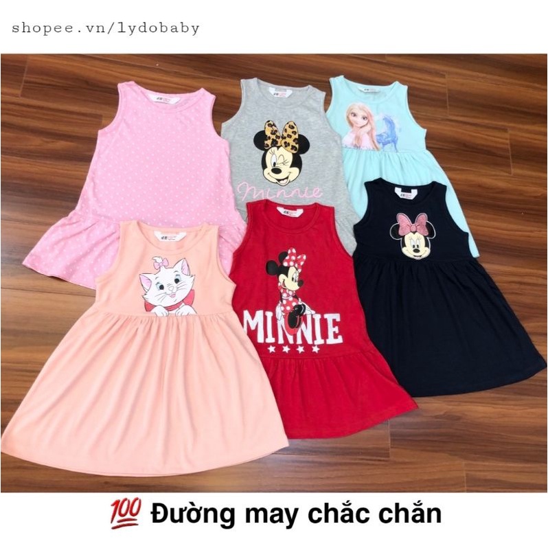 Váy cho bé gái 100% cotton mềm mịn mát siêu nhẹ đầm sát nách từ 2 đến 10 tuổi 13kg - 33kg hình in elsa pony