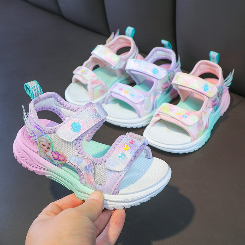 Giày sandals chống trượt in hoạt hình Elsa Frozen xinh xắn cho bé