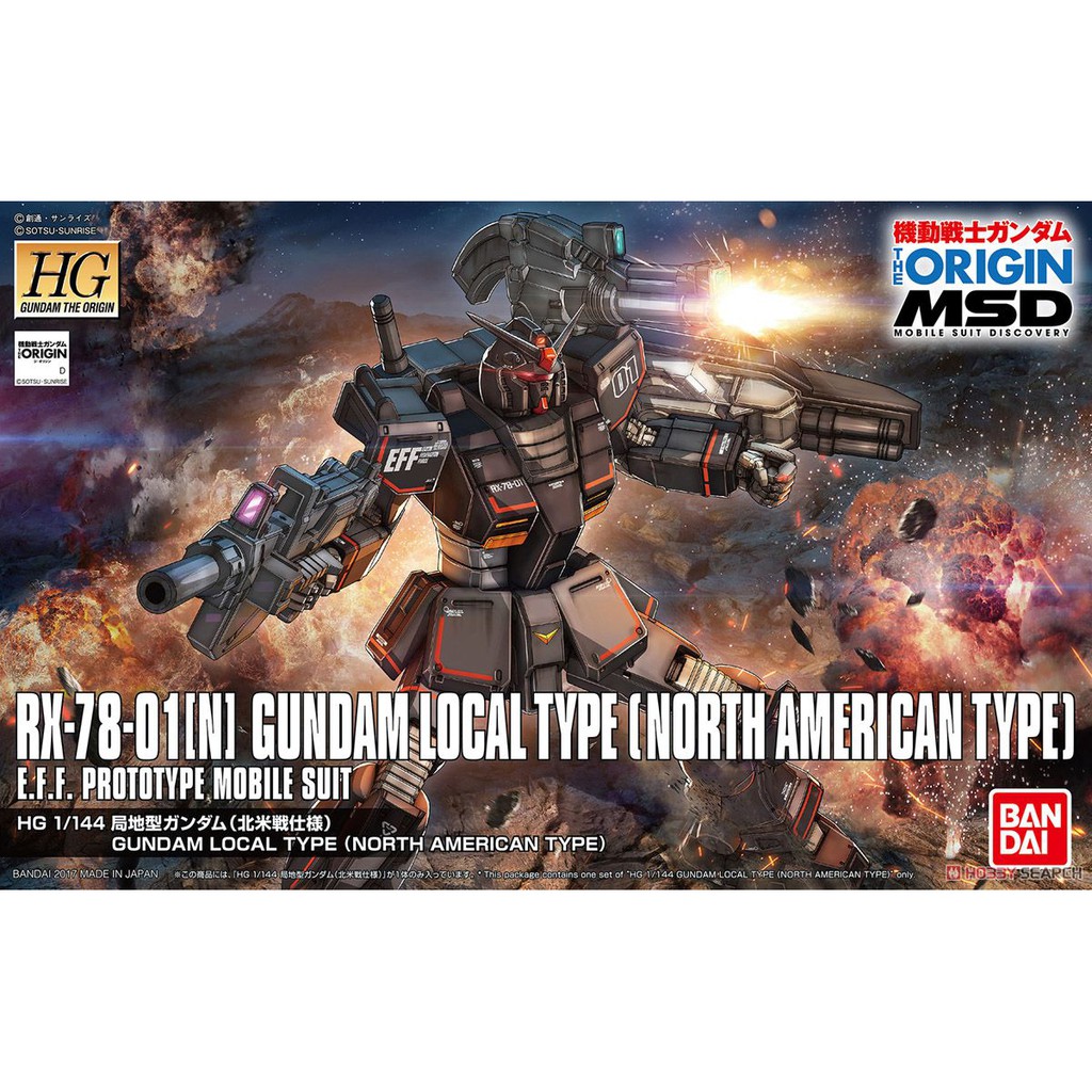 Mô Hình Gundam HG LOCAL TYPE NORTH AMERICAN TYPE RX-78-01[N] The Origin Bandai Đồ Chơi Lắp Ráp Anime Nhật