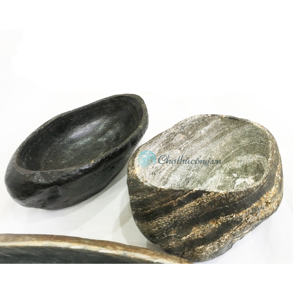 Chậu đá cuội trồng cây, nuôi cá, tiểu cảnh, bonsai, trồng sen - chậu đá cuội tự nhiên  ~6kg, C8-10 x D20-