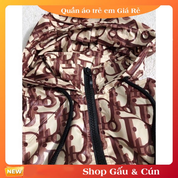 Bộ quần áo gió cho bé trai bé gái Hàng Quảng Châu in chữ 8-15kg