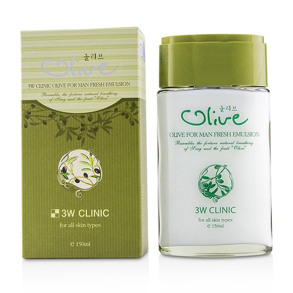 Bộ 2 sản phẩm dưỡng da nam tinh chất dầu Olive 3W CLINIC OLIVE FOR MAN SET - Hàn Quốc Chính Hãng