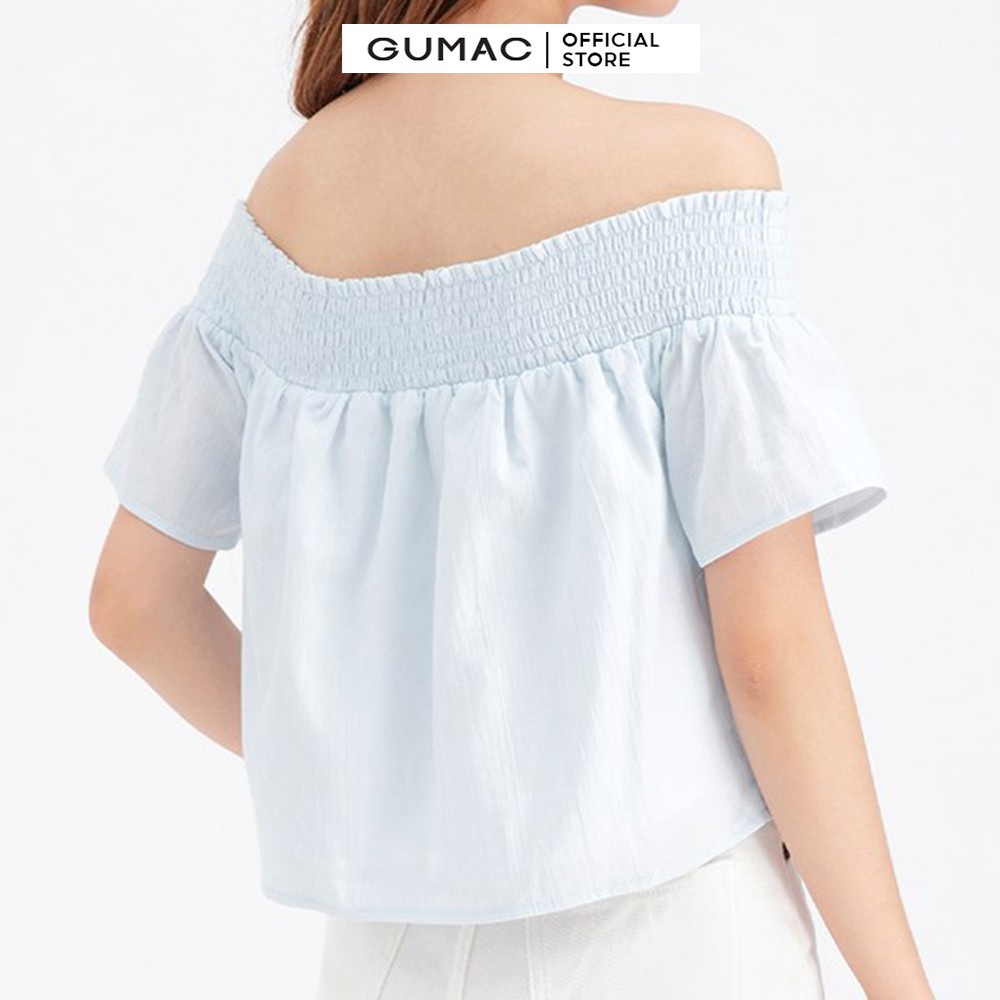 [Mã WABRGUM giảm 10% tối đa 30K đơn 99K] Áo kiểu nữ bẹt vai bo chun GUMAC AB653