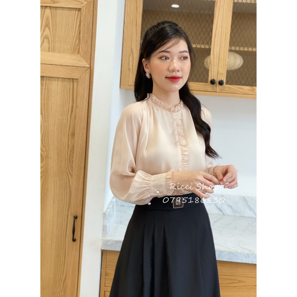 Áo dài tay, viền bèo A223_RICCISHOP