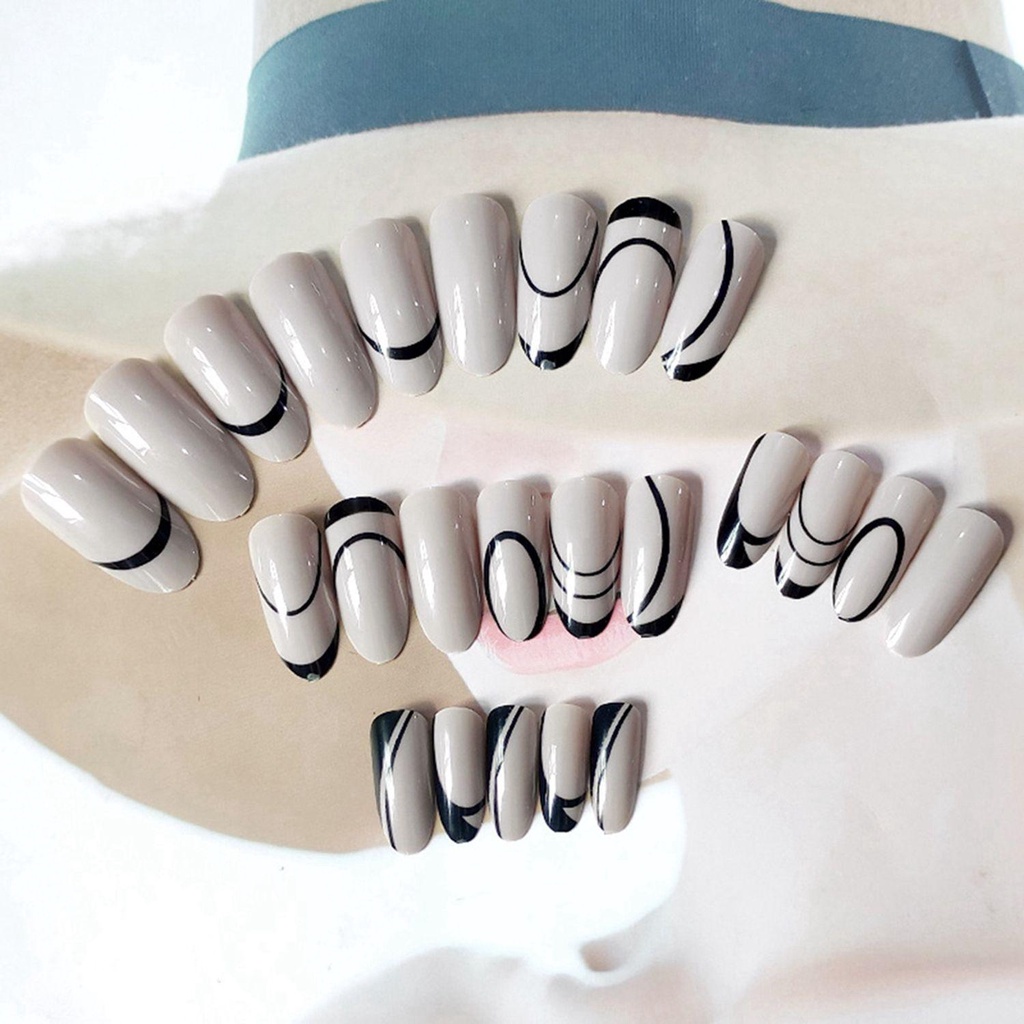 Hộp 24 Móng Tay Giả Dáng Dài Trang Trí Nghệ Thuật