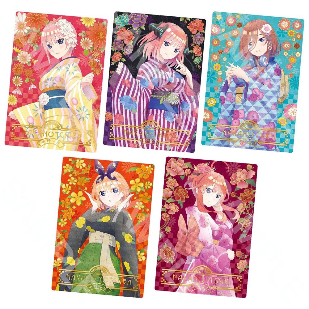 Ảnh card bo góc in hình Gotoubun No Hanayome ver YUKATA Nhà Có 5 Nàng Dâu thẻ bo viền 5*8cm anime chibi sưu tầm