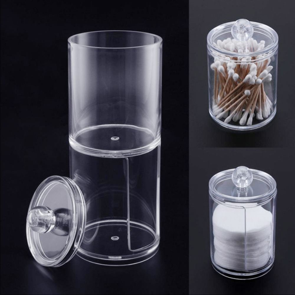 KUNHEV Hộp đựng bông tẩy trang / trang sức bằng acrylic hình tròn tiện dụng