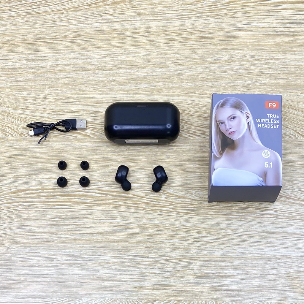 Tai nghe Bluetooth TWS F9 bản Quốc tế True Wireless không dây nút cảm ứng kháng nước thể theo stereo