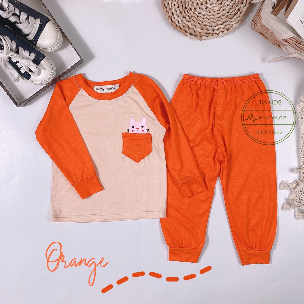 Bộ Dài Tay THUN LẠNH MINKYMOM Giáp Năng Túi Ngực Cho Bé TD-IN42