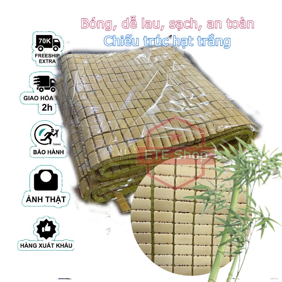 Chiếu trúc hạt 3 màu trắng, gold, nâu, chiếu tre loại dày, khít, bóng, bền sạch, có bảo hành, có giao hỏa tốc