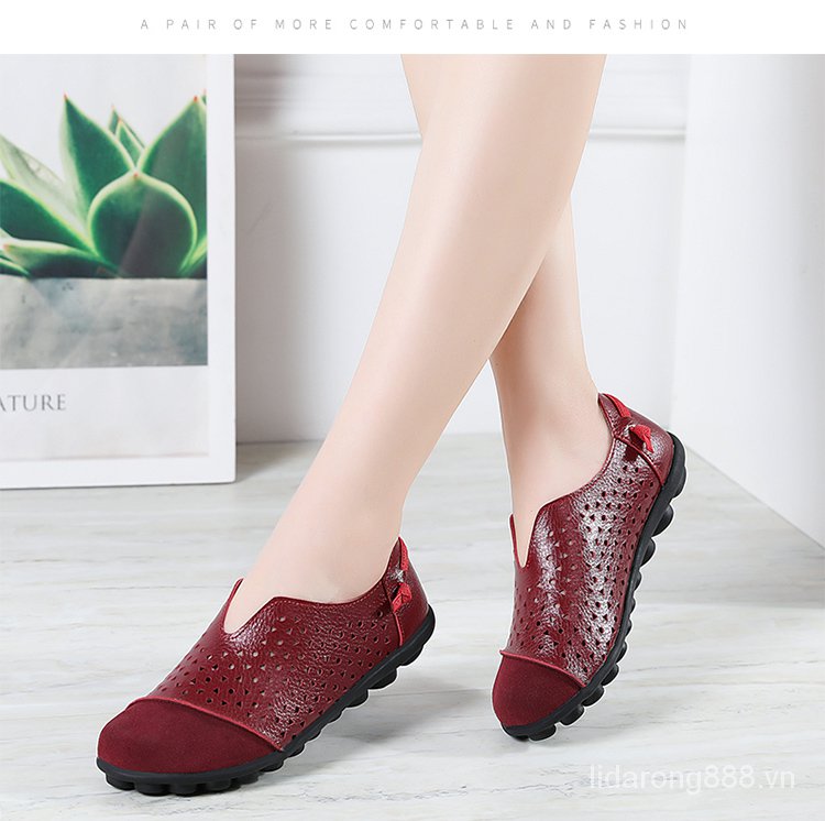 Korean Small Leather Shoes Women's New Spring and Summer Non-Slip Soft Bottom Wild Soft Leather Shoes round Toe Vintage Flat Shoes Women Zg7B