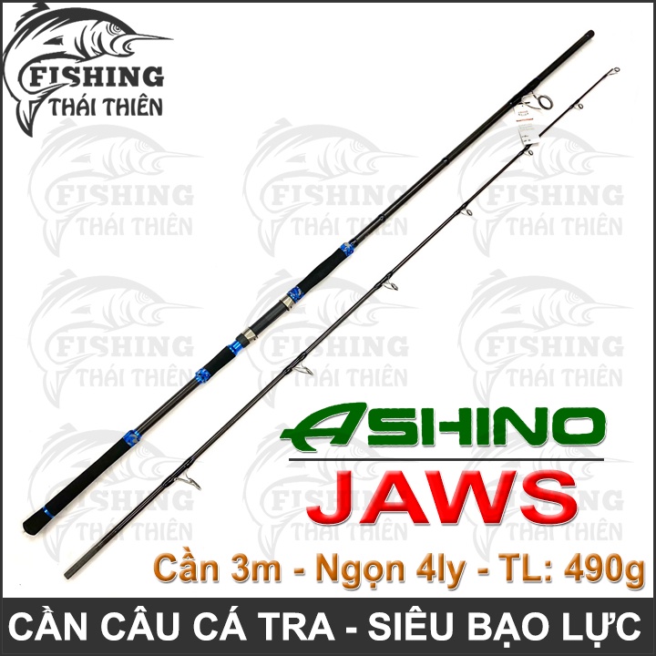 Cần Câu Cá Tra Ashino Jaws Cần Carbon 2 Khúc Máy Đứng Chuyên Câu Bạo Lực