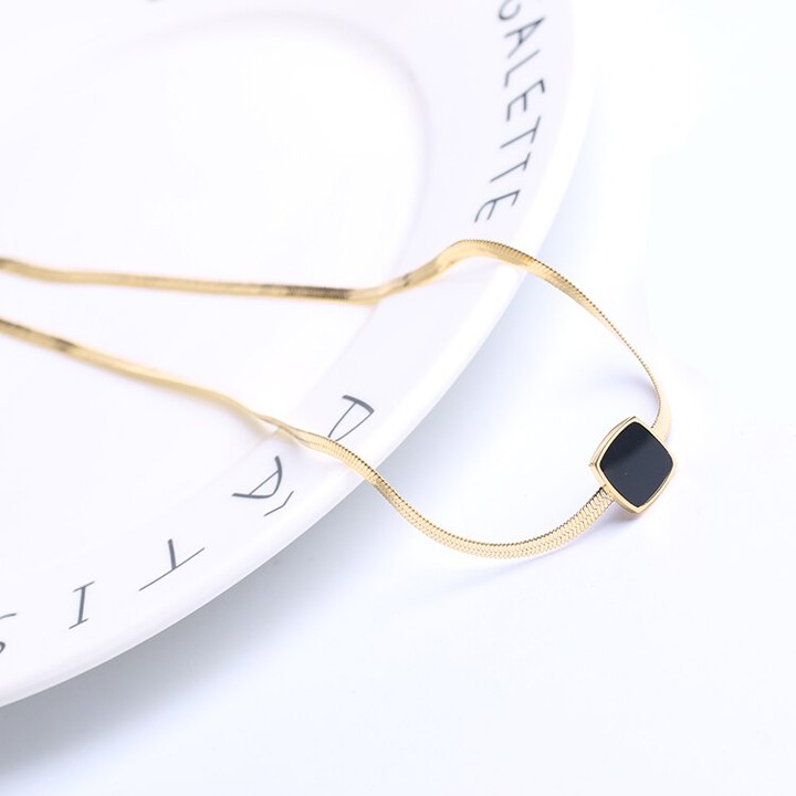 DÂY CHUYỀN TITAN MÌ DẸP MẶT VUÔNG TN139 siêu đẹp, bền màu, chuẩn thời trang