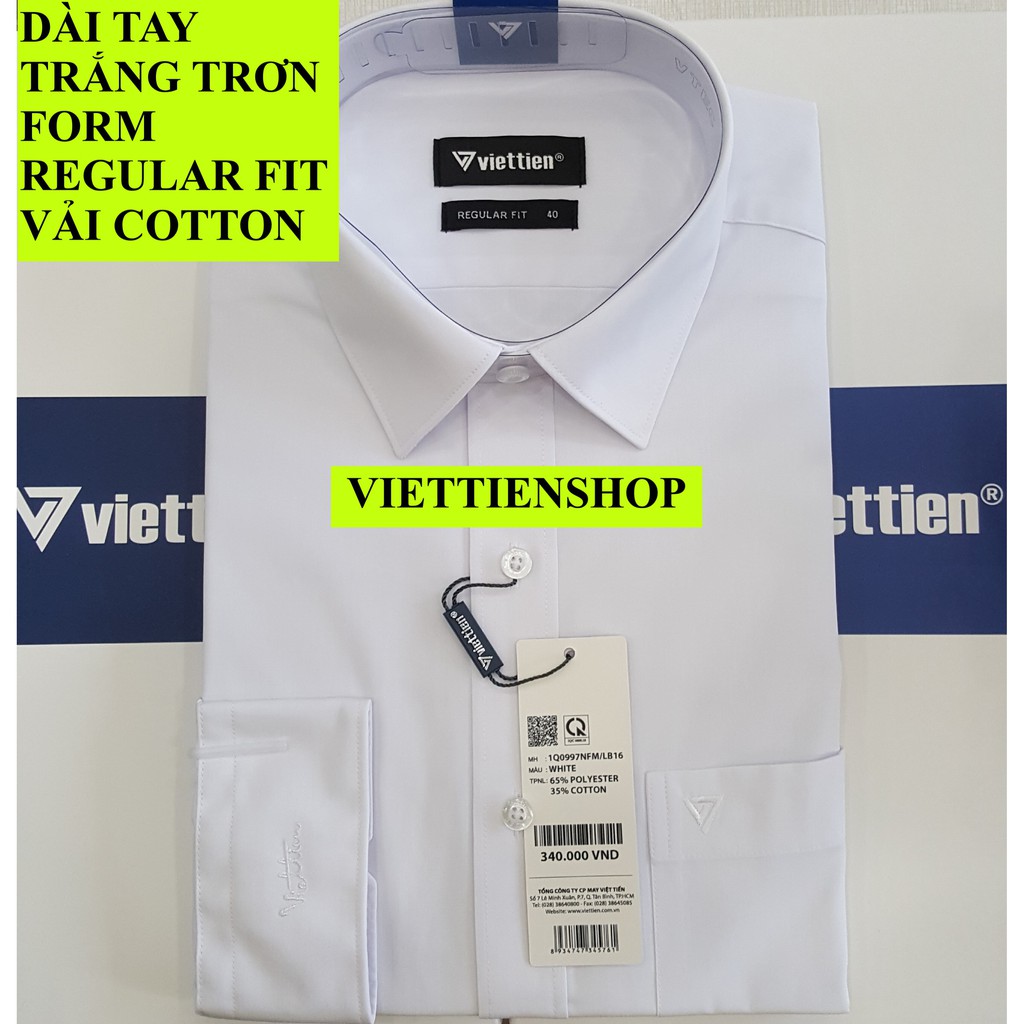 (REGULAR FIT) ÁO SƠ MI VIỆT TIẾN DÀI TAY MÀU TRẮNG | BigBuy360 - bigbuy360.vn